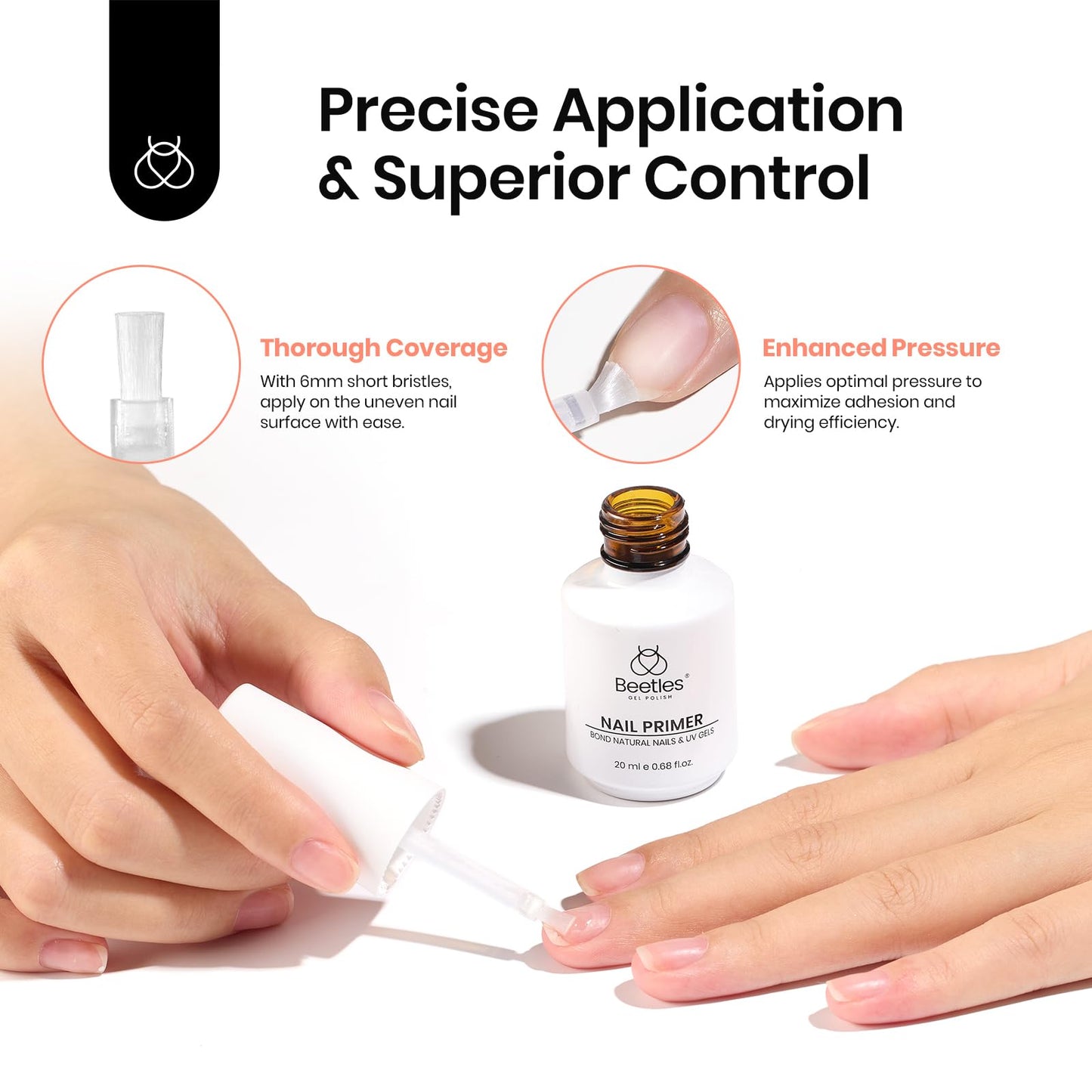 Beetles Nail Prep Kit Nail Dehydrator and Primer Nail Care Tool Kit 20ml Large Capacity Acid-Free & Hema-Free Dehydrate Bond Primer with Manicure Tools for Acrylic Nail Gifts for Women