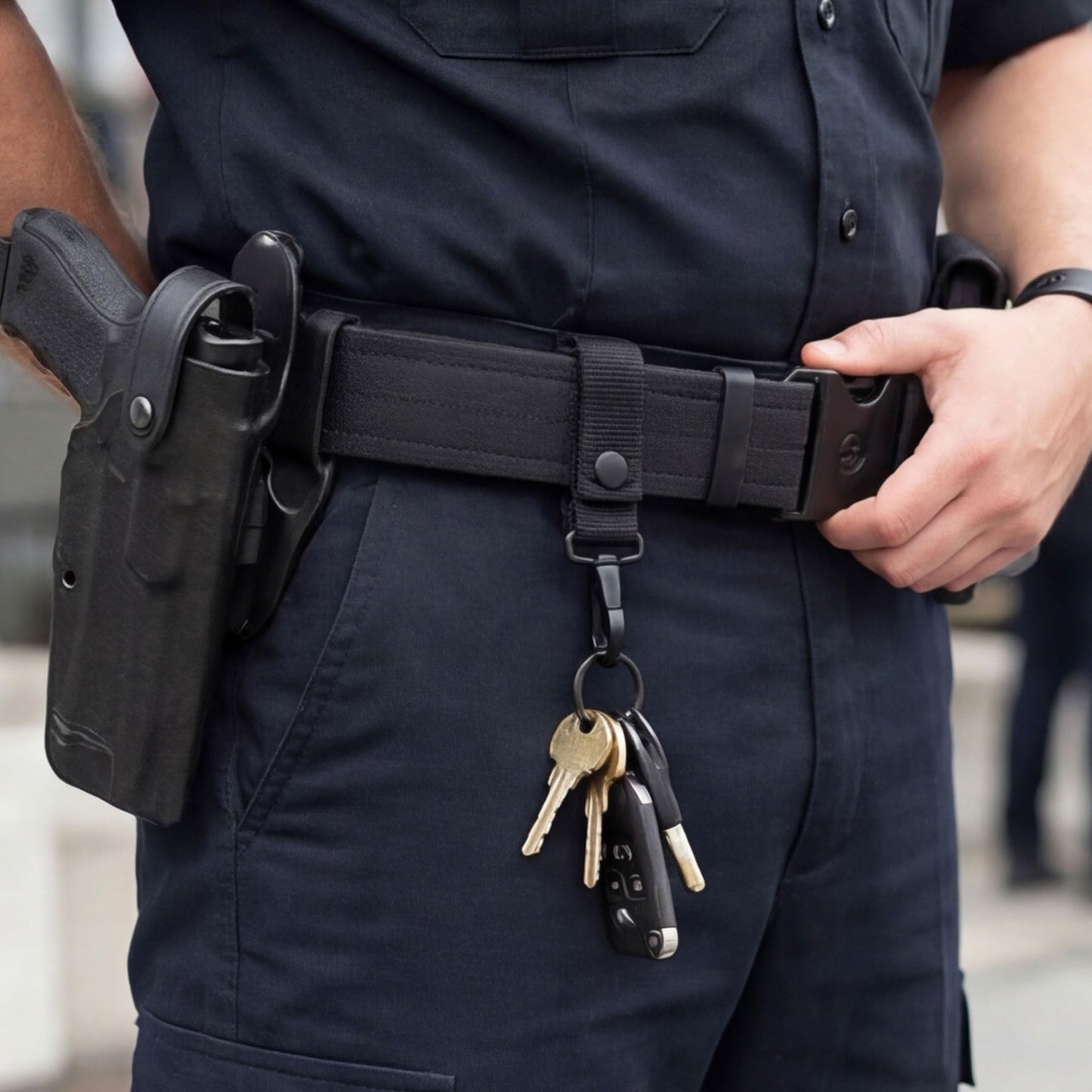 Heavy Duty Belt Keeper Clip Key Holder for Duty Belt with Metal Snap Hook, Key Ring, Police Equipment Accessories, 2 Pack