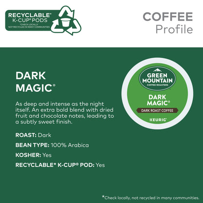 Green Mountain Coffee Roasters Dark Magic Coffee, Keurig Single-Serve K-Cup pods, Dark Roast, 96 Count