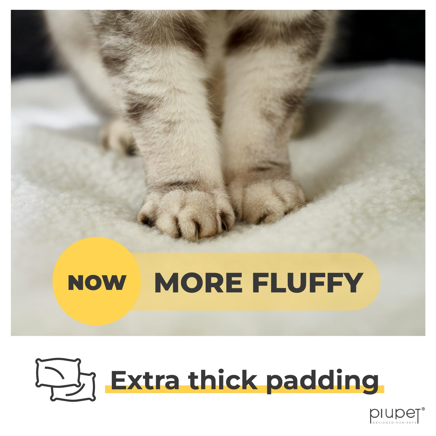 PiuPet® Self Heating Cat Blanket - 60x45cm, No Electricity, Anti-Stress, White