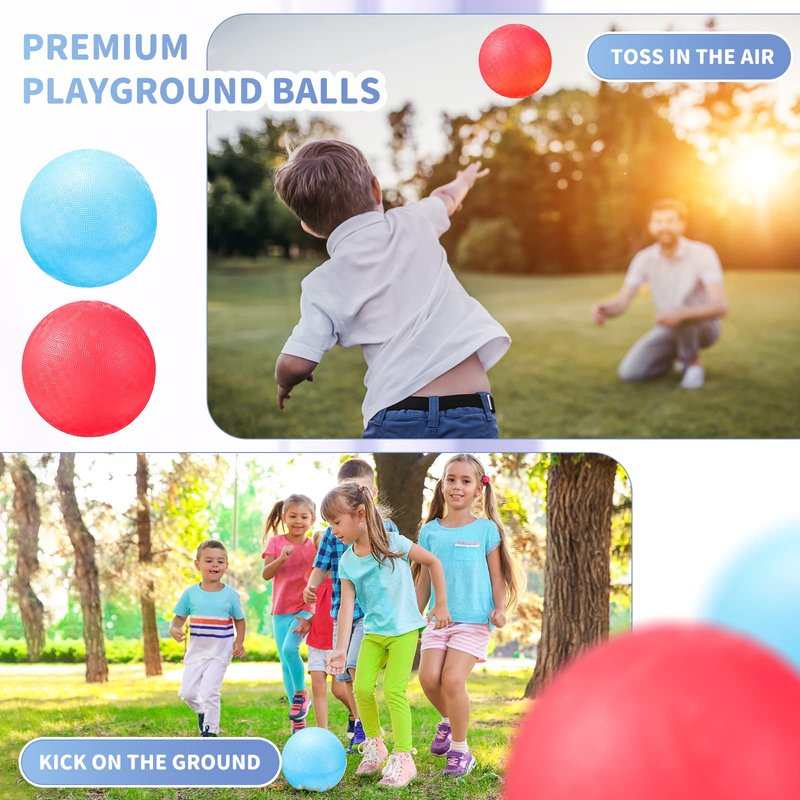 Civaner 2 Pack 5 Inch Dodgeball Balls Red & Blue Playground Dodgeballs Small Playground Ball for Kids Teens Adults PVC Gym Sports Ball for Outdoor Yoga Four Square PE Games Recess Exercise Play
