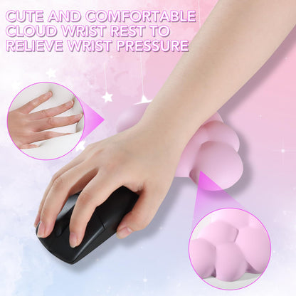 Cloud Wrist Rest for Keyboard, Ergonomic Gaming Wrist Pad Palm Rest - Gifts for Office & Gamers, Memory Foam Wrist Support for Pain Relief, Mouse Pad Rest Support, Portable & Washable, Light Lilac