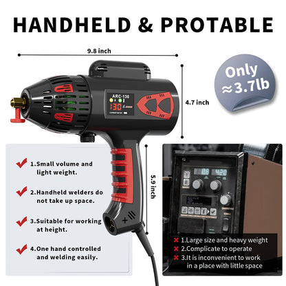 GZ GUOZHI Welding Machine Handheld, 110V 130Amp Portable ARC Welder Hand Held Welder Machine, Digital Display IGBT Inverter with Welding Tool Set and Toolbox