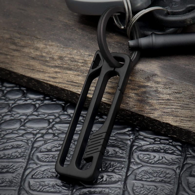 PJYTAC Black Titanium Belt Key Holder Heavy Duty Quick Release Keychain Clip with Titanium Key Ring for Men and Women