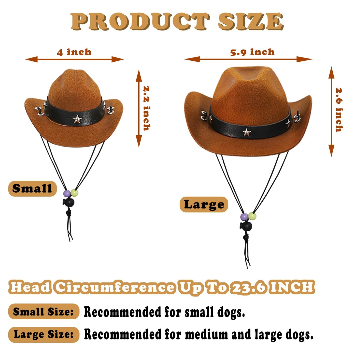 GOYOSWA Dog Halloween Costumes, Dog Cowboy Costume Halloween Pet Cowboy Hat Bandana Scarf for Small Medium Large Dogs Pets (Brown Hat & Red Bandana, Large)