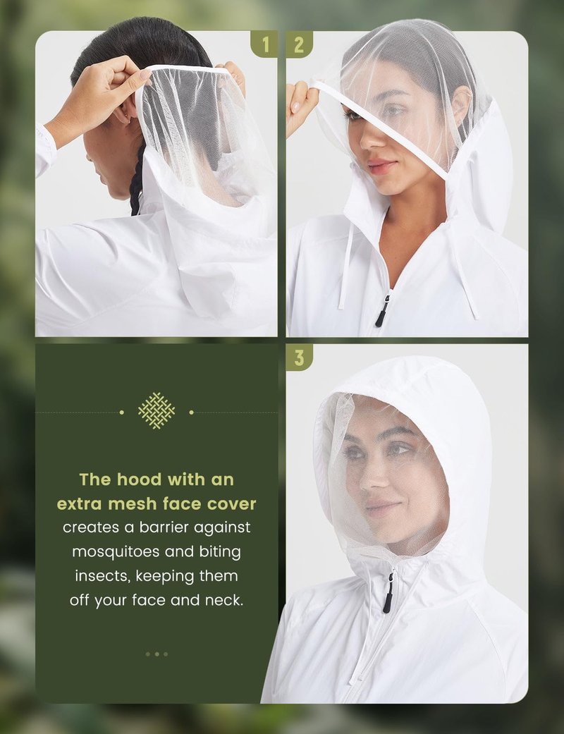 baleaf Women's Sun Jackets No Insert Lightweight Hiking Hoodie UPF 50+ Workout Mosquito Clothes Long Sleeve UV with 2 Pockets White M