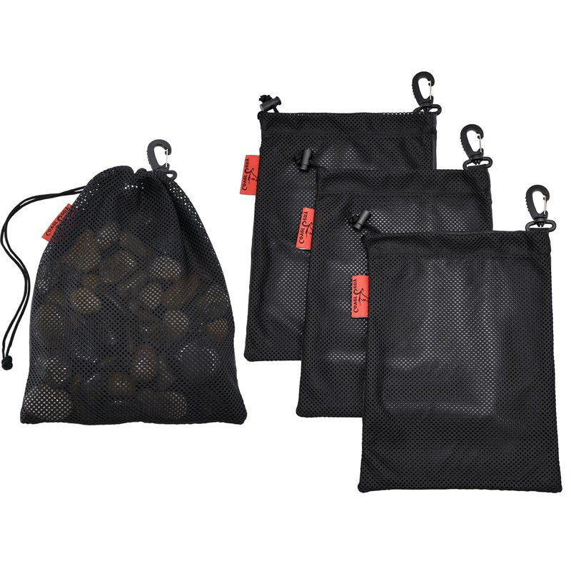 Mesh Foraging Bags with Clip, 4 Pack Drawstring & Toggle Closure Foraging Pouch for Rock Collecting, Mushroom Hunting, Beachcombing, Fastening Hook Nylon Harvesting Pouch for Adults Men Women 9"x12"