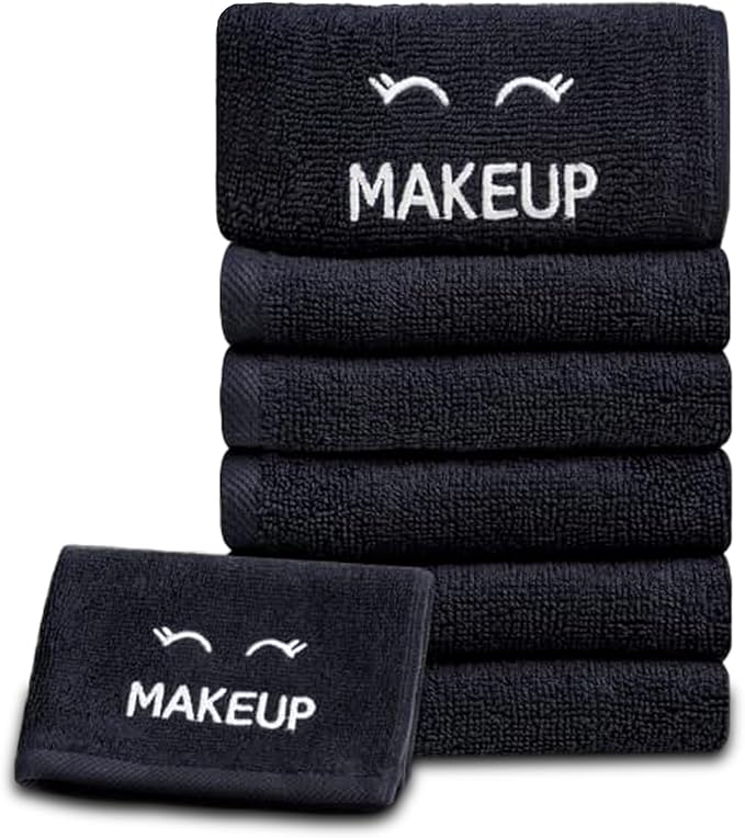 White Classic Bleach Safe Black Makeup Washcloths