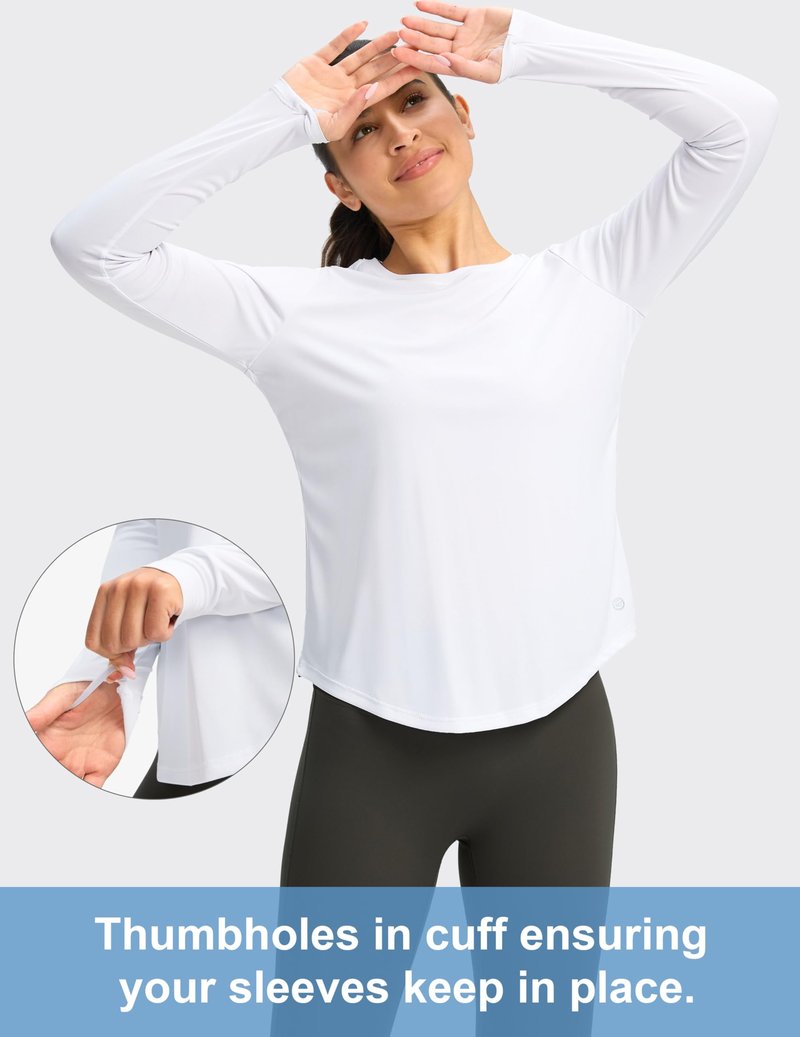 Women's UPF 50+ Sun Shirt Long Sleeve UV Shirts Rash Guard Lightweight Quick Dry Workout Hiking Tops for Women(White,M)