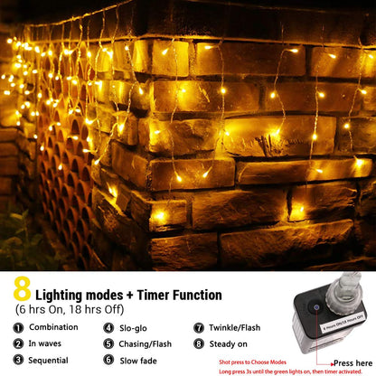 Toodour Christmas Icicle Lights Outdoor, 360 LED 29.5ft 8 Modes Fairy Icicle String Light with 60 Drops, Led Christmas Lights Twinkle for Holiday, Party, Wedding, Eaves, Xmas Decorations (Warm White)