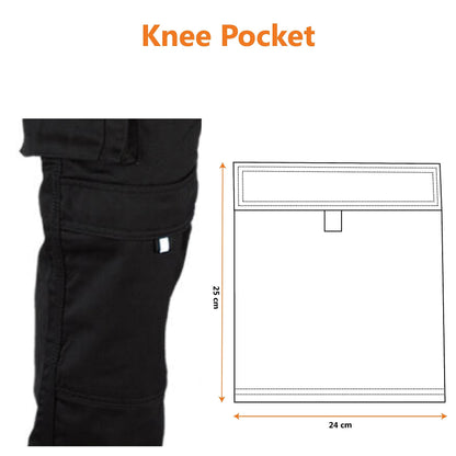 WrightFits Men Pro-11 Work Trousers Black - Heavy Duty Safety Combat Cargo Pant - Multi Pockets & Knee Pad Pockets - Triple Stitched -Durable Work wear (34W X 33L, Black)