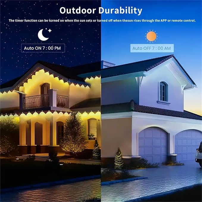 100FT Permanent Outdoor RGB Lights,IP67 Waterproof Smart LED Eaves Lights with App/Remote Control,for Christmas and All Holiday Decor,Daily and Accent Lighting,House Roof and Garden Lighting