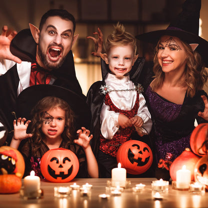 12 Pairs Vampire Teeth for Cosplay-4 Size Fake Fangs with 3 Tube Solid Adhesive for Halloween Props, Anime Party Dress Up Costume Masquerade Accessory Gift for Christmas Party