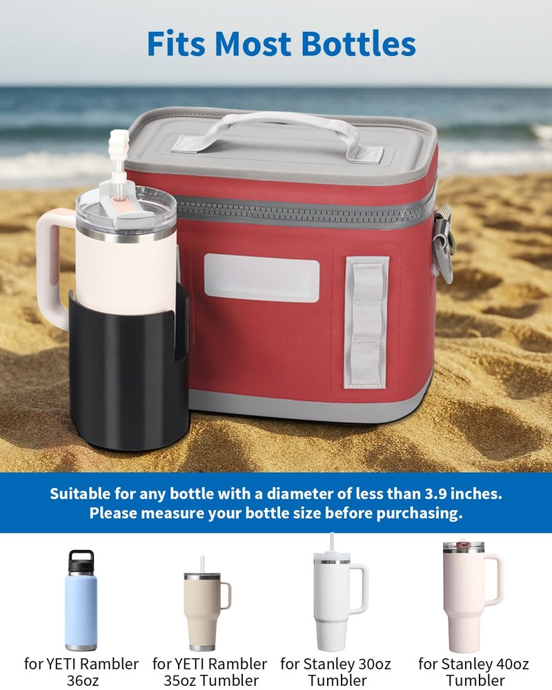WEIGUZC Bottle Holder for HitchPoint Grid Compatible with YETI Hopper Soft Cooler or Camino Carryall - 600D Waterproof Oxford with 2mm Pearl Cotton - Hands-Free Water Bottle Carrier