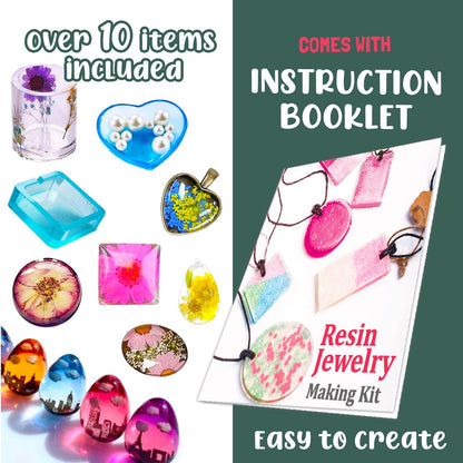Goody King Resin Jewelry Making Starter Kit - Resin Kits for Beginners with Molds and Resin Jewelry Making Supplies - Silicone Casting Mold, Tools Set Clear Epoxy for DIY Jewelry