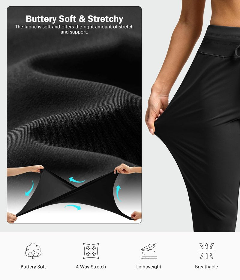 G Gradual Pants for Women High Waisted Golf Pants 2 Deep Pockets 7/8 Ankle Sweatpants for Athletic Travel Casual Lounge Work, Black, Medium