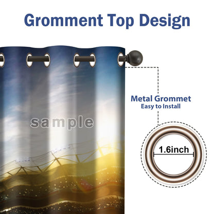 Jekeno Halloween Blackout Curtains Horror Spooky Drapes Haunted House Mansion Decor Home Bedroom Living Room Darkening Purple Grommet Window Drapes 2 Panel Set, 52"x84"