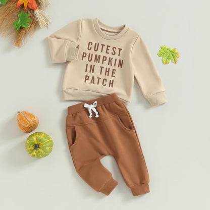 Adobabirl Toddler Baby Halloween Outfit Boy Girl Cutest Pumpkin Sweatshirt and Pants Set Halloween Fall Baby Clothes (Cutest Pumpkin In The Patch Outfit,2-3T)