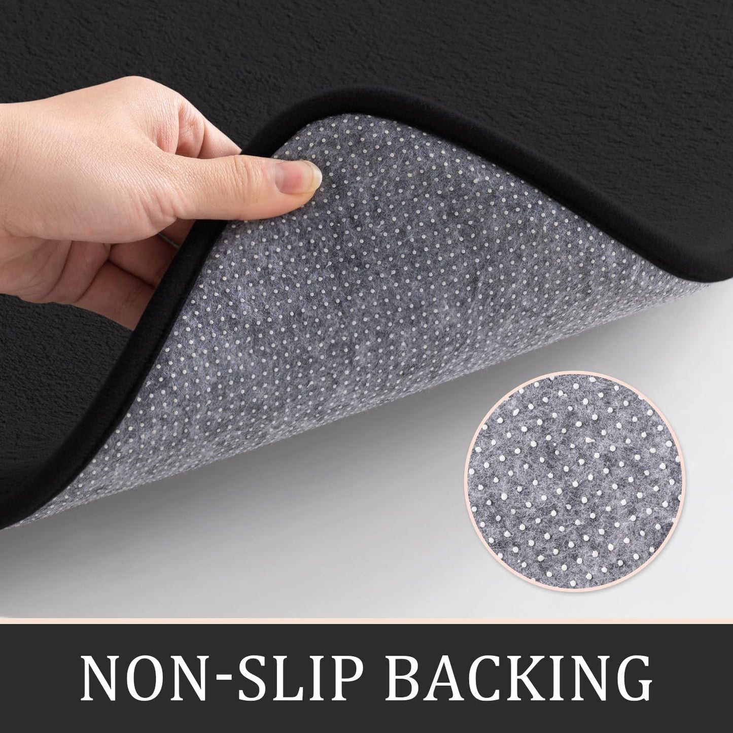 YIHOUSE Bathroom Rug Sets 2 Piece, Memory Foam Bath Mat, Non Slip Super Absorbent Soft Bathroom Mats, Machine Washable Bathroom Floor Mats Sets for Sink,Tub, Shower and Toilet,Black