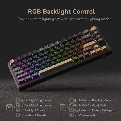 RK ROYAL KLUDGE M75 Wireless Mechanical Keyboard 2.4Ghz/BT5.1/USB-C Gaming Keyboard 75% Layout 81 Keys Gasket Mount with OLED Display & Knob RGB Backlight Hot-Swappable Red Switch, Grey, US Layout
