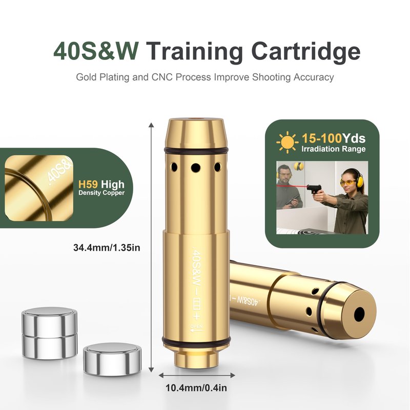 Vstranics 40S&W Laser Training Cartridge for Dry Fire Training System with 3 Set Batteries