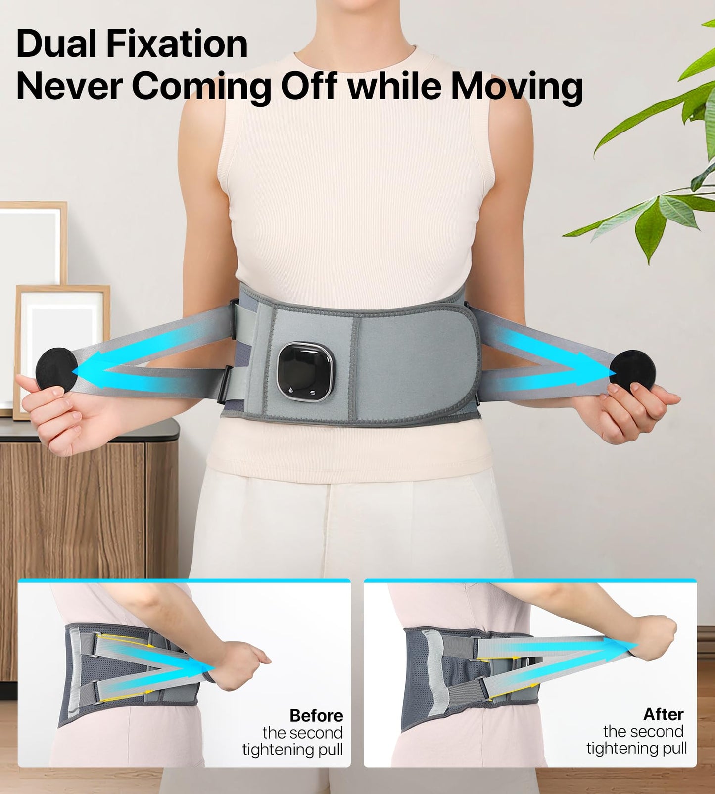 ALLJOY 67" Cordless Heating Pad for Back Pain Relief FSA HSA Eligible, Birthday Gifts for Women Men Mom Dad, Portable Lower Back Massager with 3 Heat 5 Vibration, Lock Screen Supported