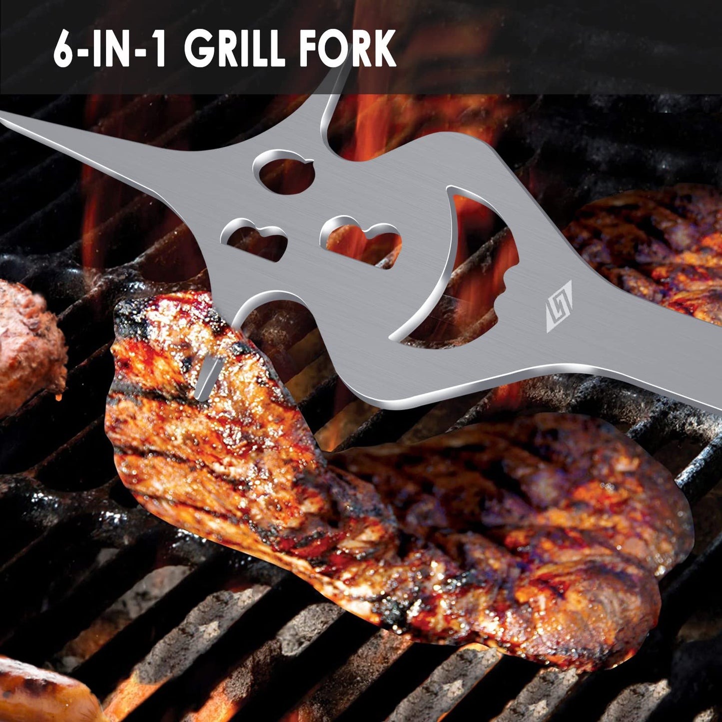 BBQ Tools Set with Grill Spatula, Tongs, Fork - Barbecue Utensils Kit - Surprise Gifts for Men