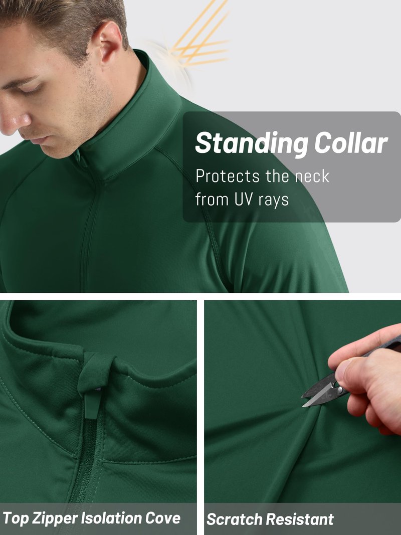 TACVASEN Running Shirts for Men Long Sleeve Uv Protection Shirts for Athletic Summer Tops for Mens Performance Rash Guard Dark Green XXL