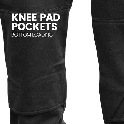 SITE KING Mens Cargo Combat Work Tracksuit Jogging Bottoms with Knee Pad Pockets Size S to 5XL Fleece Pants (Large - 38/40 Waist, Charcoal)