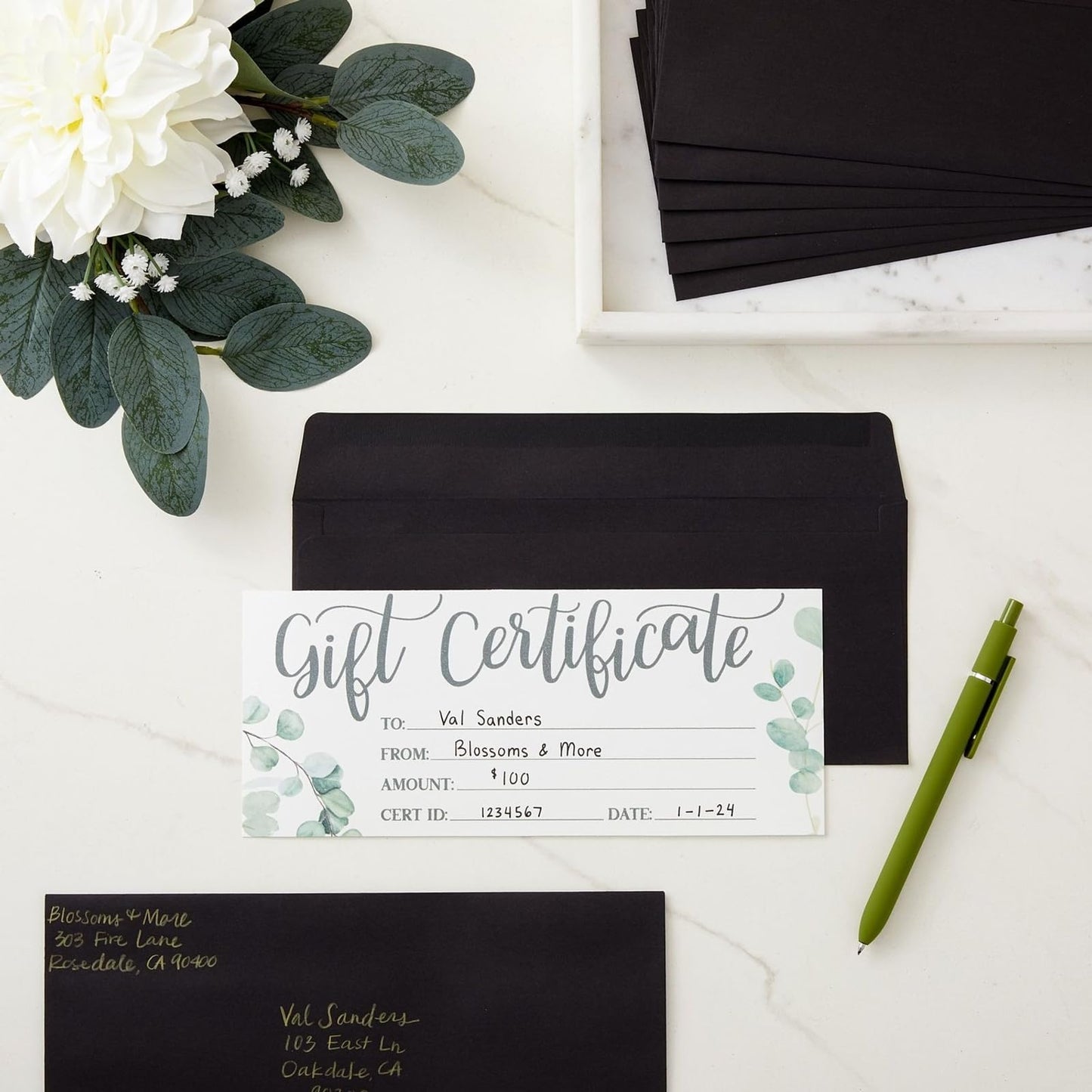 Juvale Black Envelopes - Bulk Letter Envelopes for Personal & Business Mailings - Square Flap & Gummed Seal - 100 Pack #10, 9.5 x 4.13 In