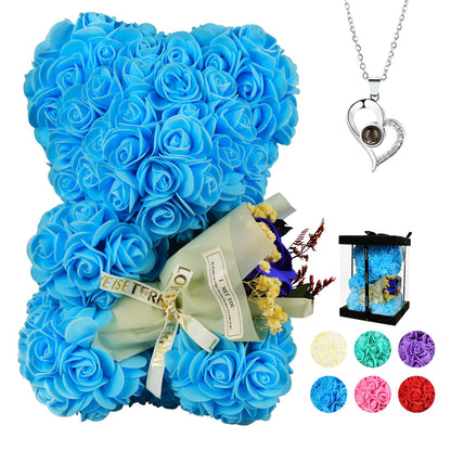 Valentines Day Gifts for Her Rose Bear for Women, Artificial Rose Teddy Bear Birthday Bouquet, Mother's Day Rose Gift, Perfect for Wife, Mom, Grandma (Rose Red)