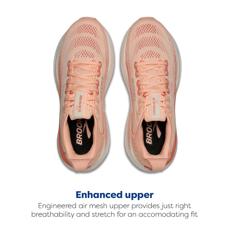 Brooks Women’s Adrenaline GTS 25 Supportive Running & Walking Shoe - Peach Echo/Coconut - 6 Medium