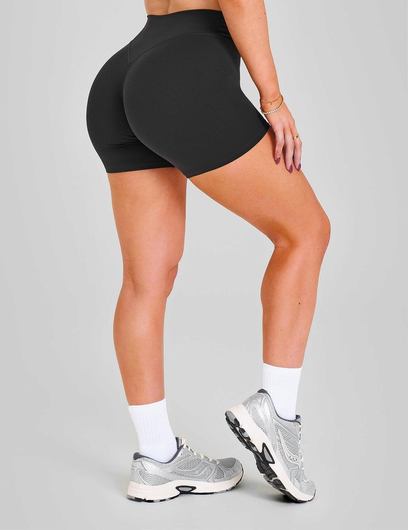 Unthewe Women's Workout Gym Biker Shorts High Waisted Athletic Booty Yoga Shorts with Tummy Control(U729-Black-XL)