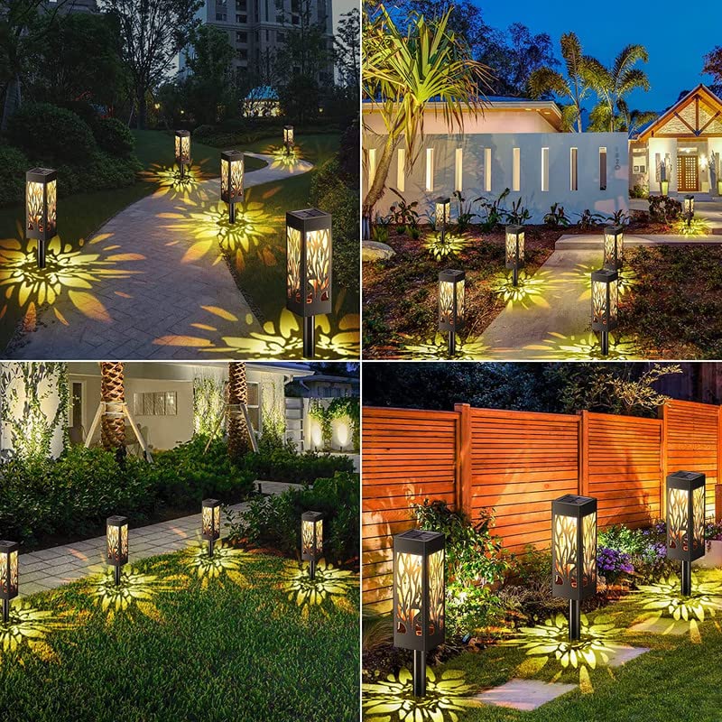 WdtPro Solar Lights Outdoor Garden, 6 Pack Garden Lights Solar Powered Waterproof with Warm White LED Lights, Solar Garden Ornaments Outdoor for Patio, Yard, Pathway Dusk to Dawn Auto On/Off