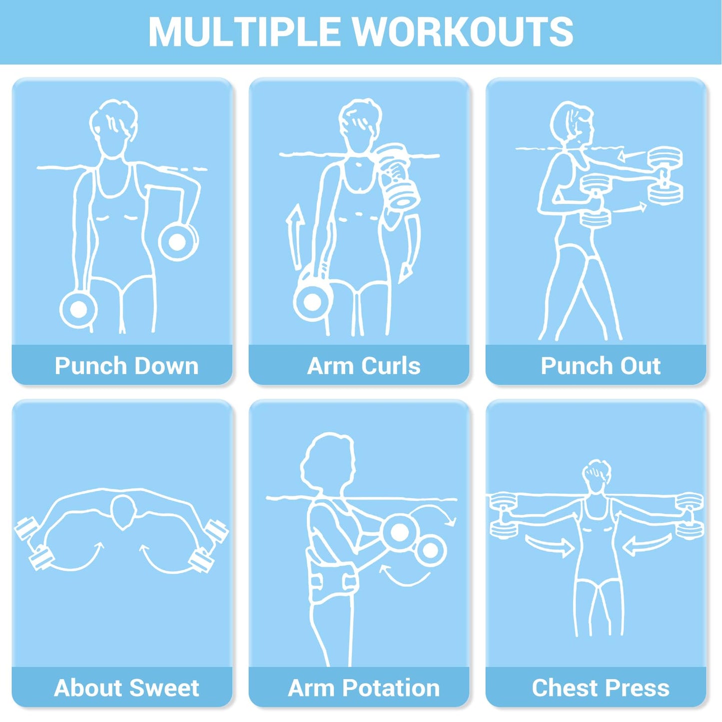 Sportneer Water Weights Aquatic Dumbbells: Pool Exercise Dumbbell Set of 2 EVA Foam Pool Weights with Handle Strip Aquatic Exercise Equipment for Water Aerobics Orange Pinstripe