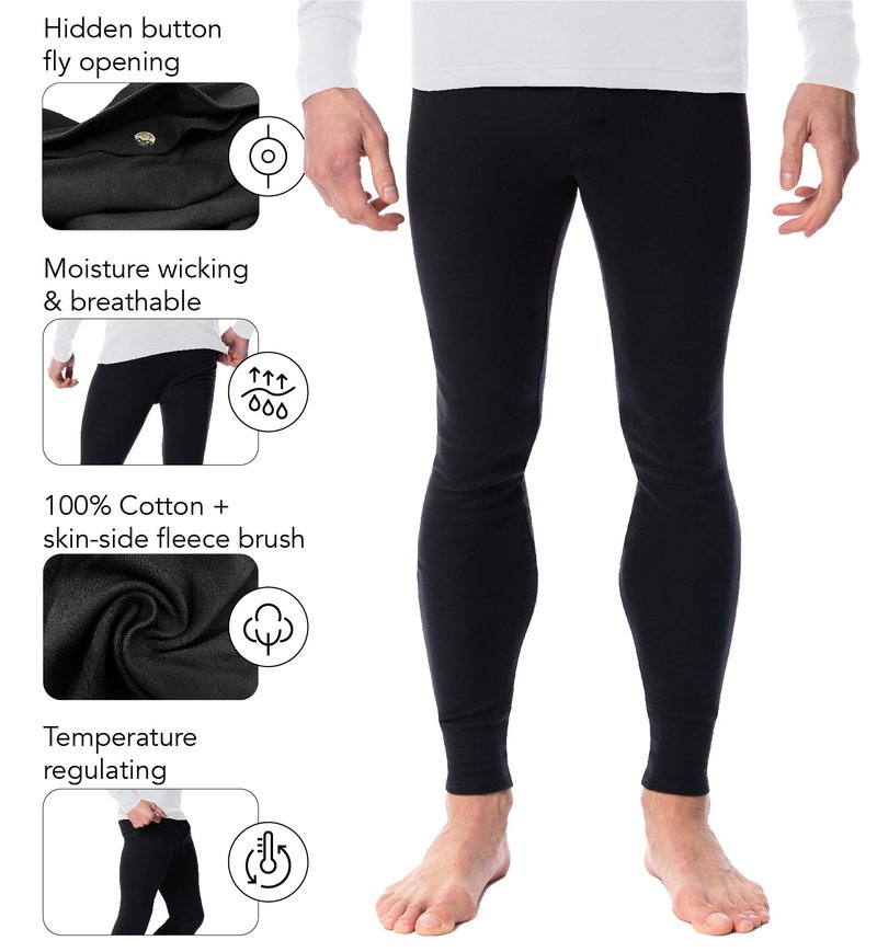 AMERICAN HEAVEN Mens Base Layer Long Pants | 100% Cotton Thermal Leggings | Multi Pack Colors