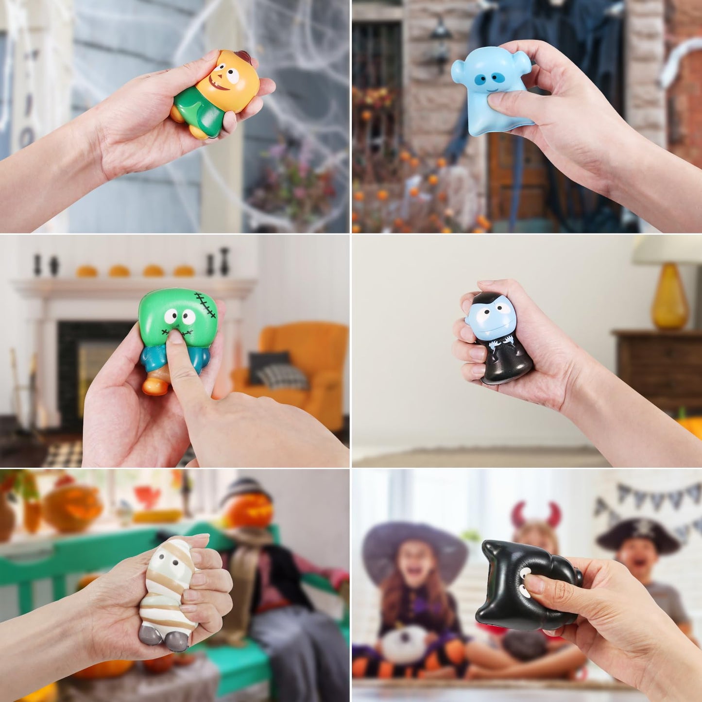 New 6 Packs-Halloween Squishies Toys Slow Rising Party Favors:Pumpkin,Zombie,Black Cat,Mummy,Vampire,Ghost Halloween Treat Bag Classroom Prizes,Stress Relief Toys for Kids Toddlers Gift