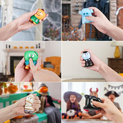New 6 Packs-Halloween Squishies Toys Slow Rising Party Favors:Pumpkin,Zombie,Black Cat,Mummy,Vampire,Ghost Halloween Treat Bag Classroom Prizes,Stress Relief Toys for Kids Toddlers Gift