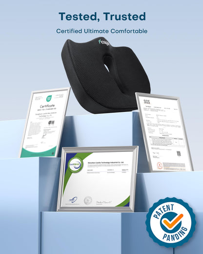 Feagar X Large Memory Foam Seat Cushions for Office Chairs Desk, Chair Cushion Tailbone Pain Relief Extra Dense Hip Sciatica Car Seat Cushion for Long Sitting Black