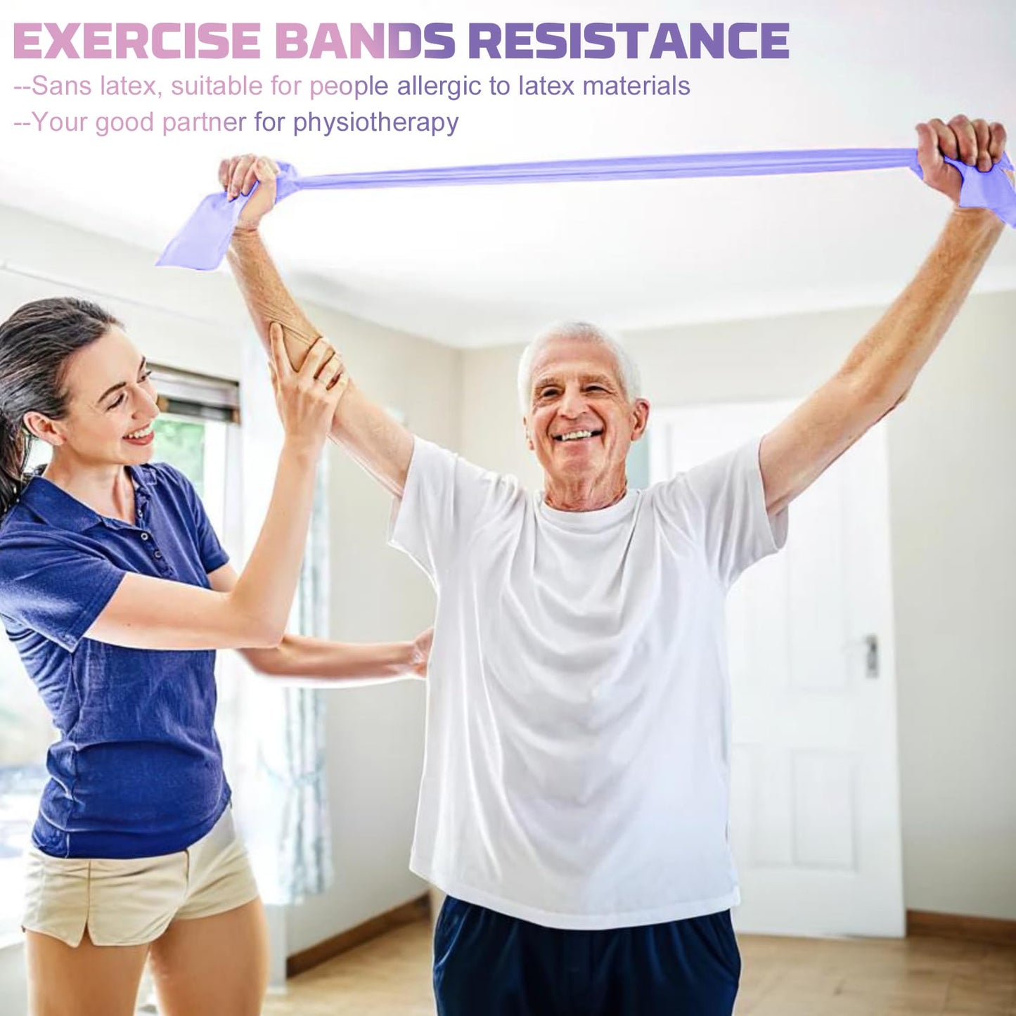 5 Pcs Resistance Bands, Professional Exercise Bands Elastic Stretch Bands for Fitness Yoga Pilates Stretching Strength Training, Workout Bands for Women and Men Home Gym