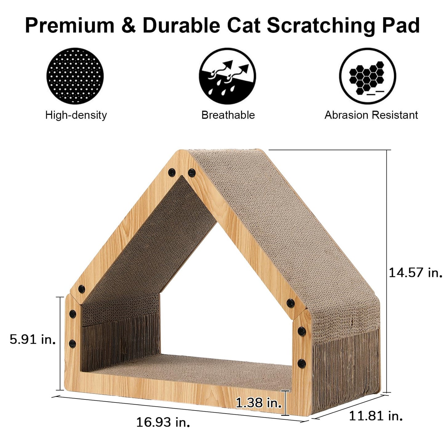 FUKUMARU Cat Scratcher House, Cozy Cardboard Design, Safe and Secure for Kittens, Eco-Friendly, 16.14 in Bevelled Surface, Maximum Load Capacity 22 Lbs
