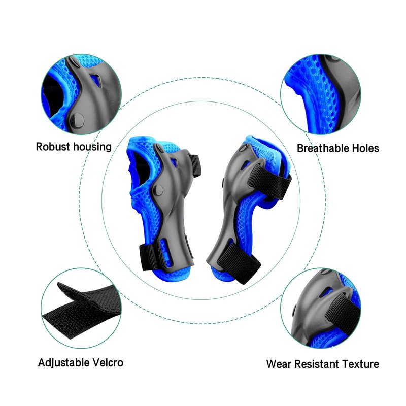 Kids Protective Gear Set Knee Pads for Kids 3-14 Years Toddler Knee and Elbow Pads with Wrist Guards 3 in 1 for Skating Cycling Bike,Biking, Roller Skates, Scooters (Blue, ‎S(3-8Years))