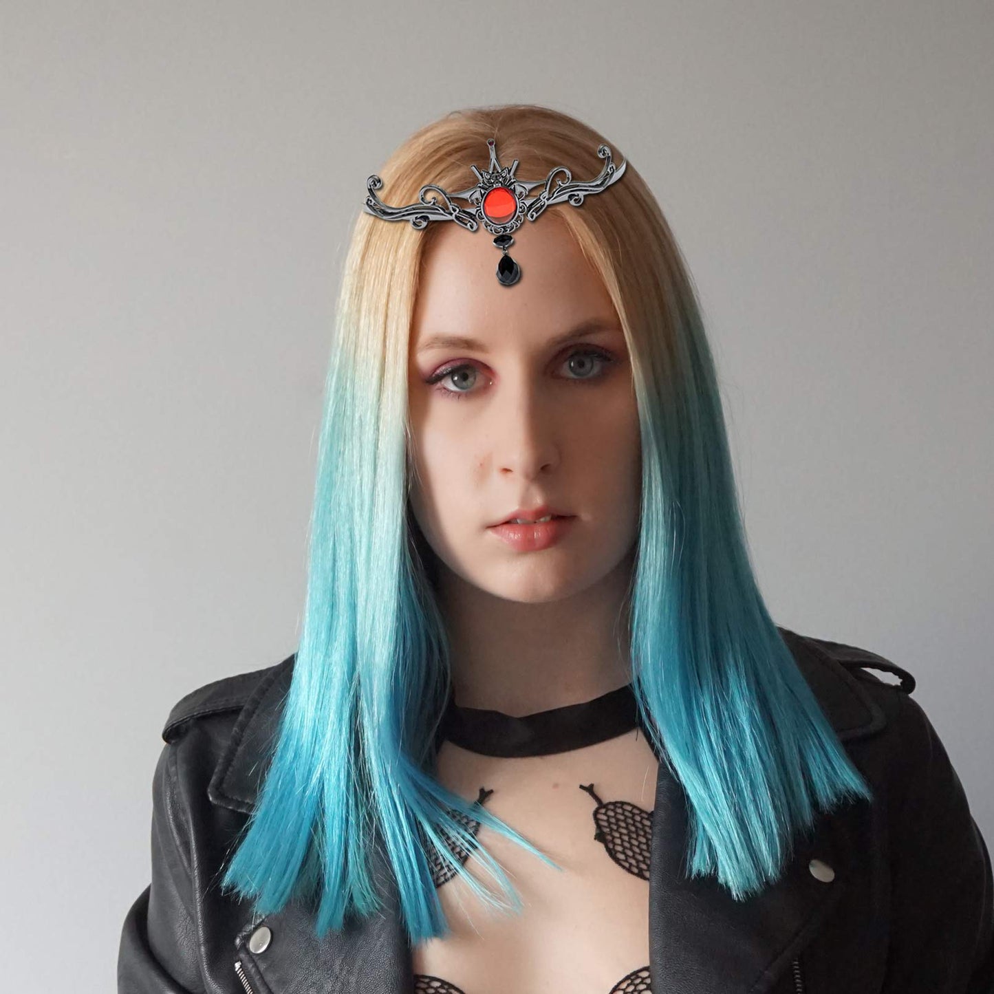 RechicGu Black Vampire Bat Red Stone Halloween Headband Tiara Comb Costume Crown Accessory Queen Party Bride Fascinator Alice Band with a box