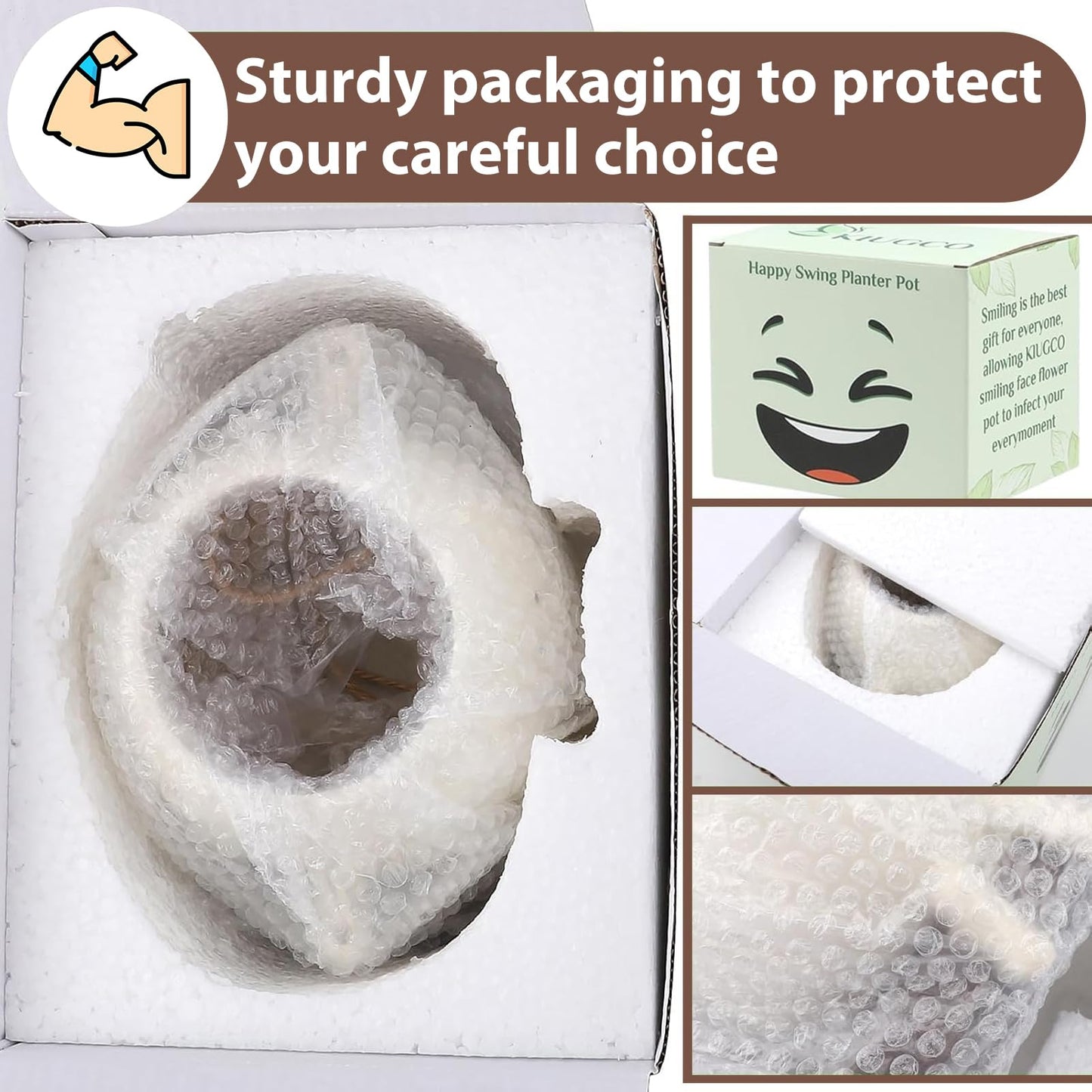 CEOJPA Small Swing Smiley Face Hanging Planter Pot for Indoor Outdoor Plants, Cute Swinging Plant Pot, Hanging Flower Pots, Face Planter Pot Head, Resin Succulent Planter, Birthday Gifts