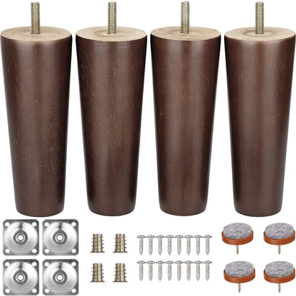 14 Degree Angled Leg Mounting Plates Furniture Table Leg Attachment Plates Brackets T-Plate M8 Sofa Legs with Hanger Bolts,Converters, Screws,Full Set of 4