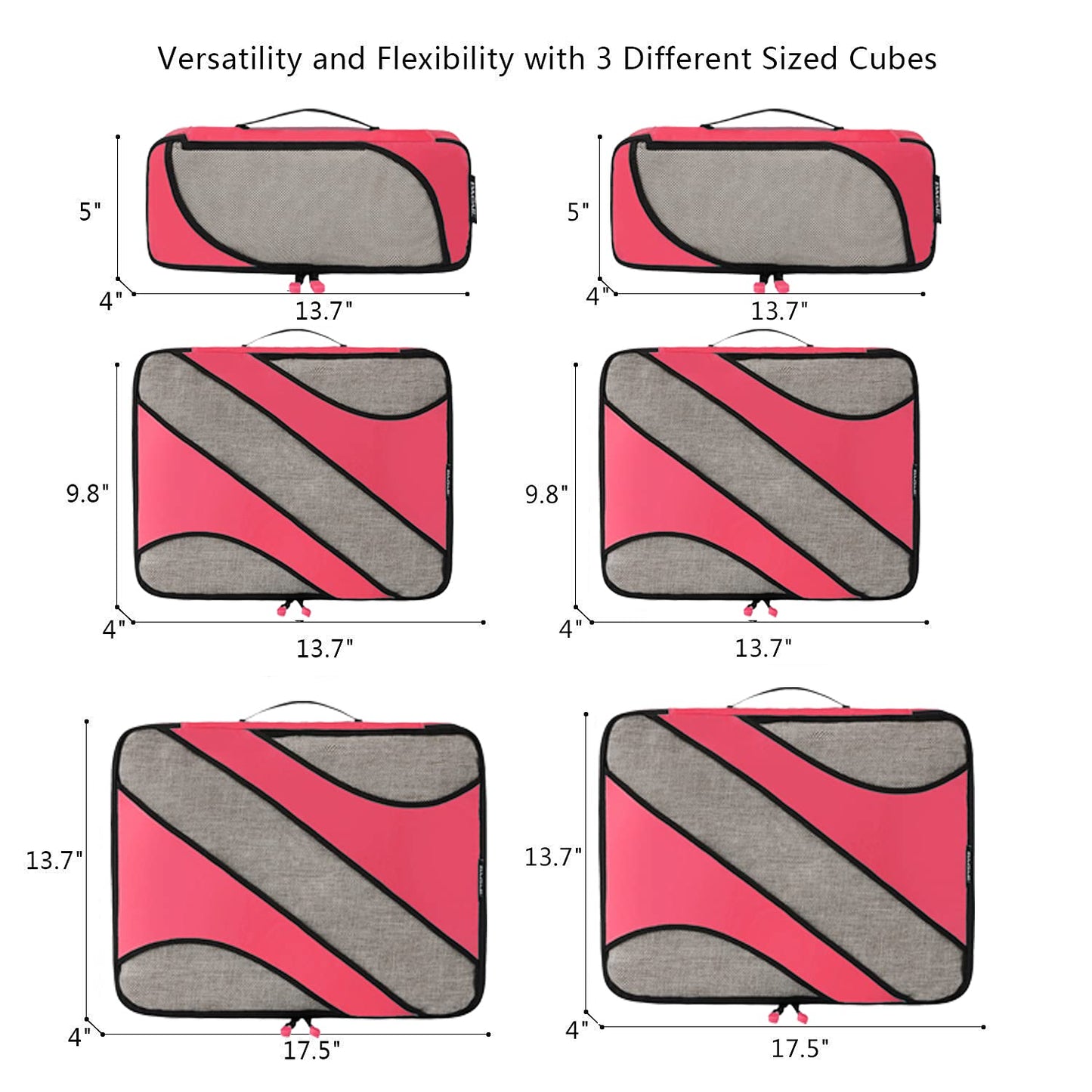 BAGAIL 6 Set Packing Cubes,Travel Luggage Packing Organizers(6Set Coral)