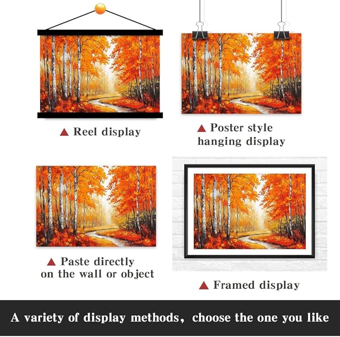 Yesad Autumn Canvas Wall Art, Fall Tree Forest Field Landscape Painting Fall Wall Art Prints Pictures Posters Artwork for Living Room Bedroom Bathroom Home Decor (Unframed,36”x24”,Tree & River)