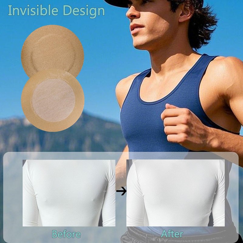 ANAMPION Nipple Covers for Men，80Pcs (40 Pairs) Mens Nipple Cover Hider for Running, Marathon, Gym, Surfing.Central Non-Adhesive, Anti-Chafing, Hypoallergenic, No Show Anti-Chafe Nipple Tape.