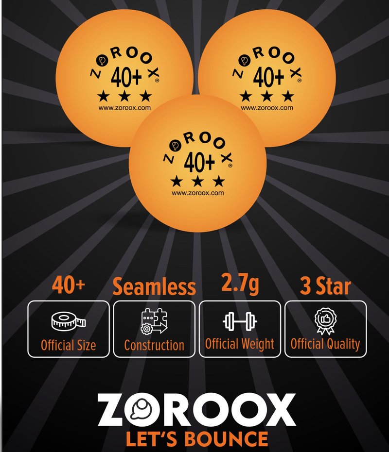 ZOROOX High-Performance 3-Star Table Tennis Balls - Pack of | 9, 18, 36 or 72 | Orange or White | 40+ ABS Competition Grade Ping Pong Balls