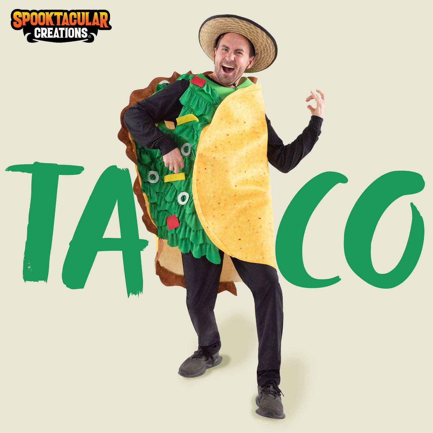 Spooktacular Creations Taco Costume Adult Men Realistic Deluxe Set for Halloween Dress Up Party Theme Activities